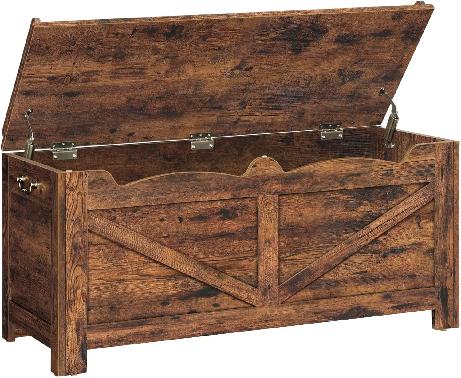 Rustic Brown Storage Bench with Lift-Top, Extra Large Shoe & Organizer Chest