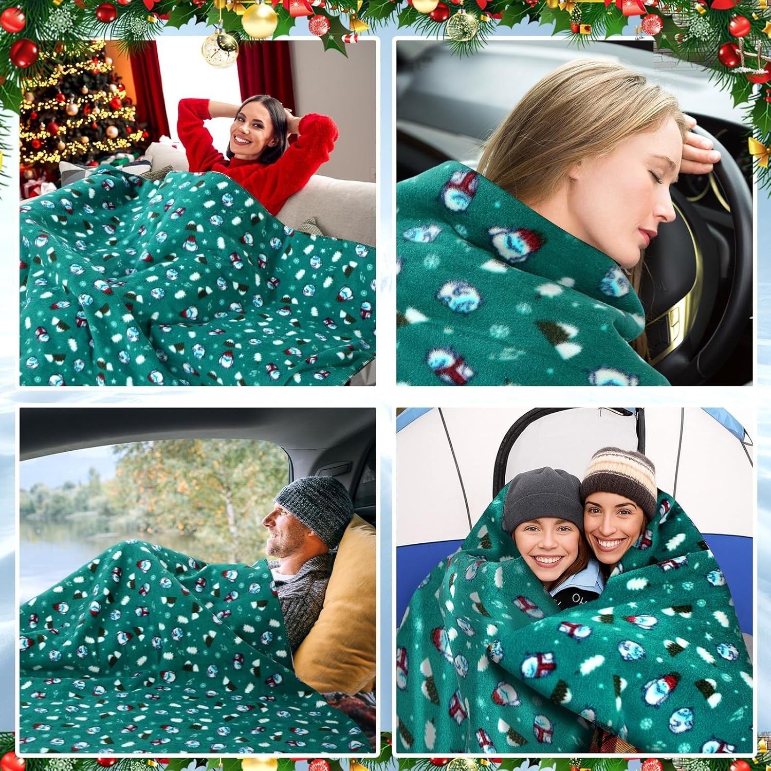 12V Heated Car Blanket Electric Travel Throw Temperature Control Emergency Warm