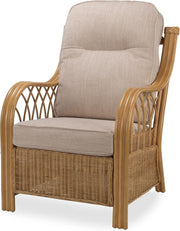 Luxury Rattan Conservatory Armchair High Back Cane Chair with Cushions