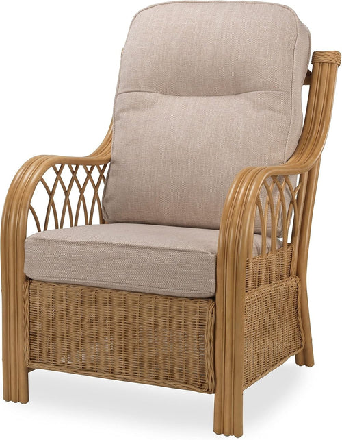 Luxury Rattan Conservatory Armchair High Back Cane Chair with Cushions