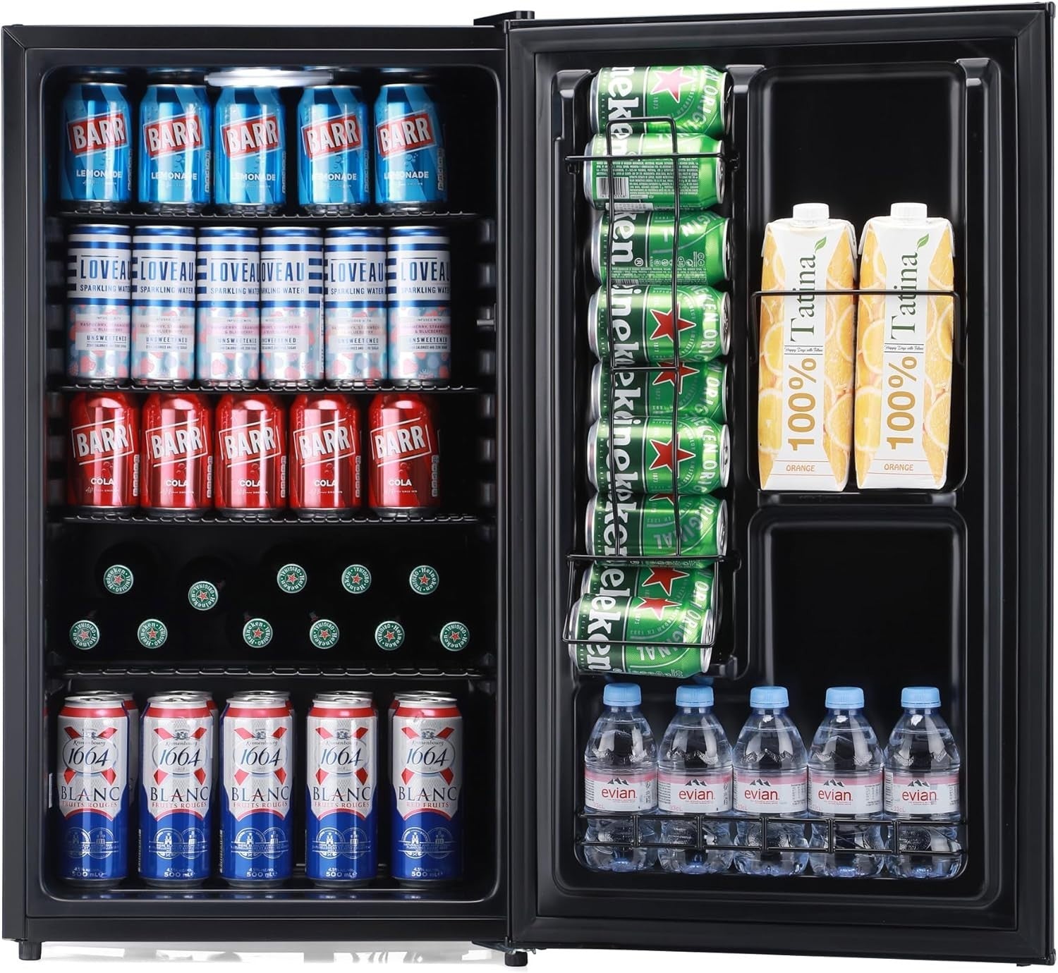 88L Undercounter Beer & Drink Fridge LED Solid Door Black Compact