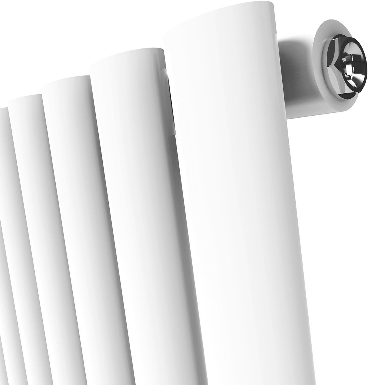 1600x480mm White Vertical Single Panel Oval Column Radiator Heater