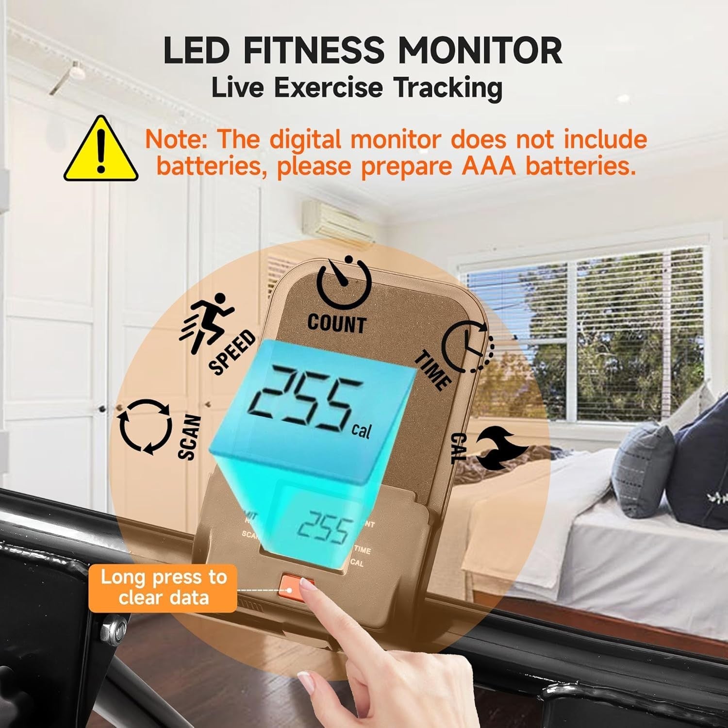 Foldable Vertical Climber Stepper w/ LCD Monitor, Adjustable Height & 150kg