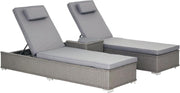 3-Piece Adjustable Rattan Sun Lounger Set with Table & Cushions, Weatherproof