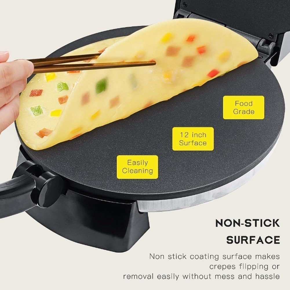 Electric Double-Sided Pancake & Crepe Maker Non-Stick Portable Tortilla Machine