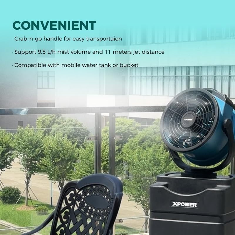Heavy Duty Outdoor Misting Fan 100W – Oscillating Cooling for Patio & Camping