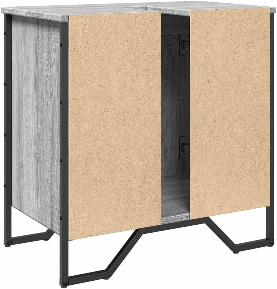 Grey Sonoma Bathroom Vanity Unit – Modern Under Sink Cabinet 2 Door Storage 60x6