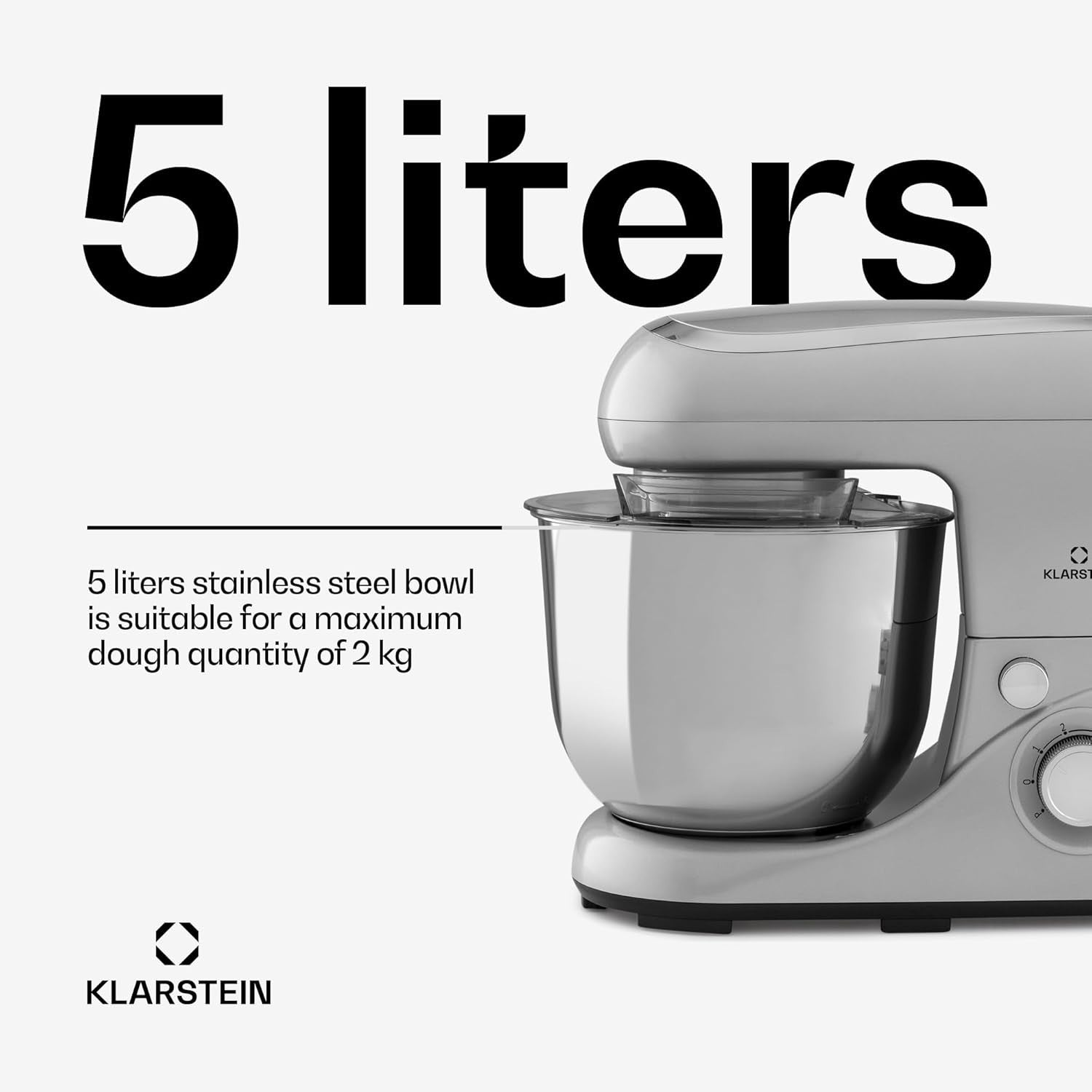 5L Silver Stand Mixer 1300W 6-Speed Planetary Baking & Dough Machine