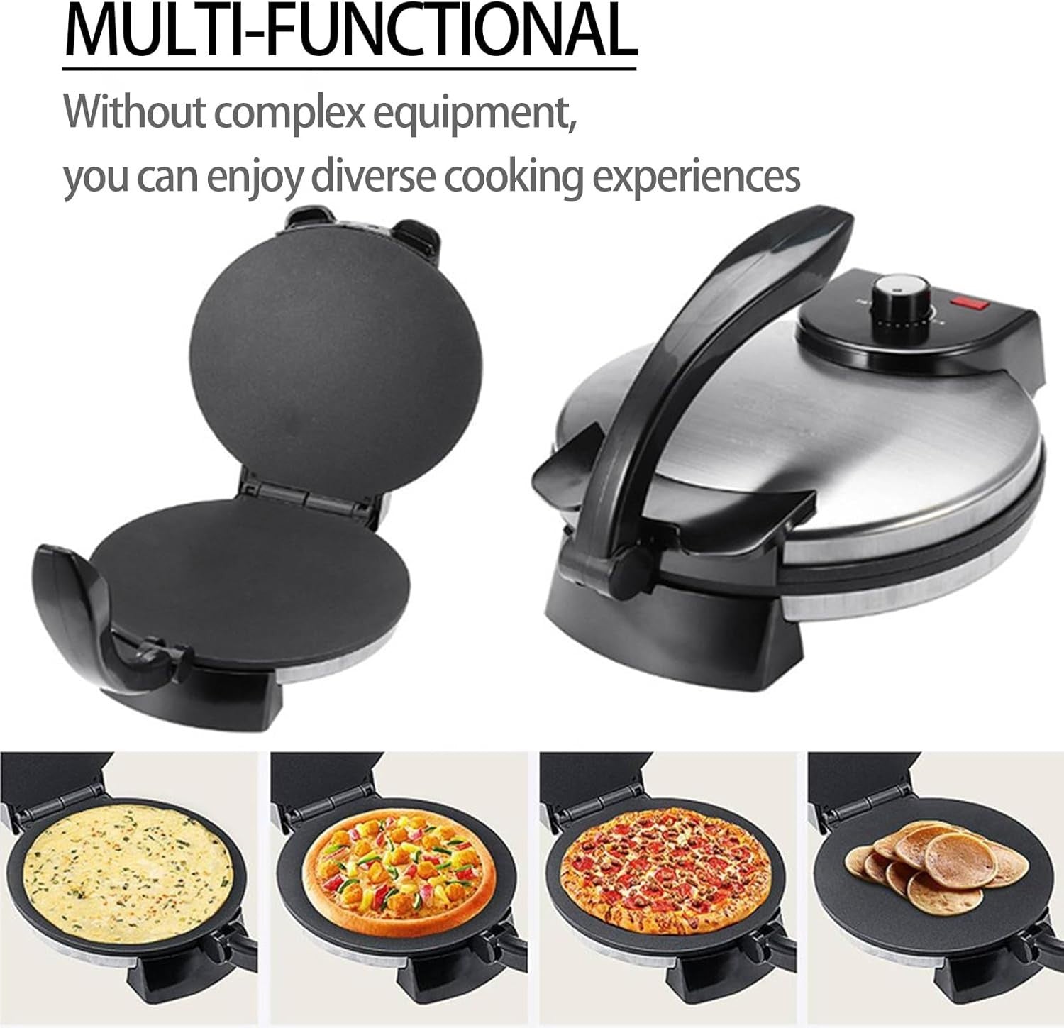 1200W Electric Pizza & Crepe Maker | Non-Stick Double-Sided Heating Press