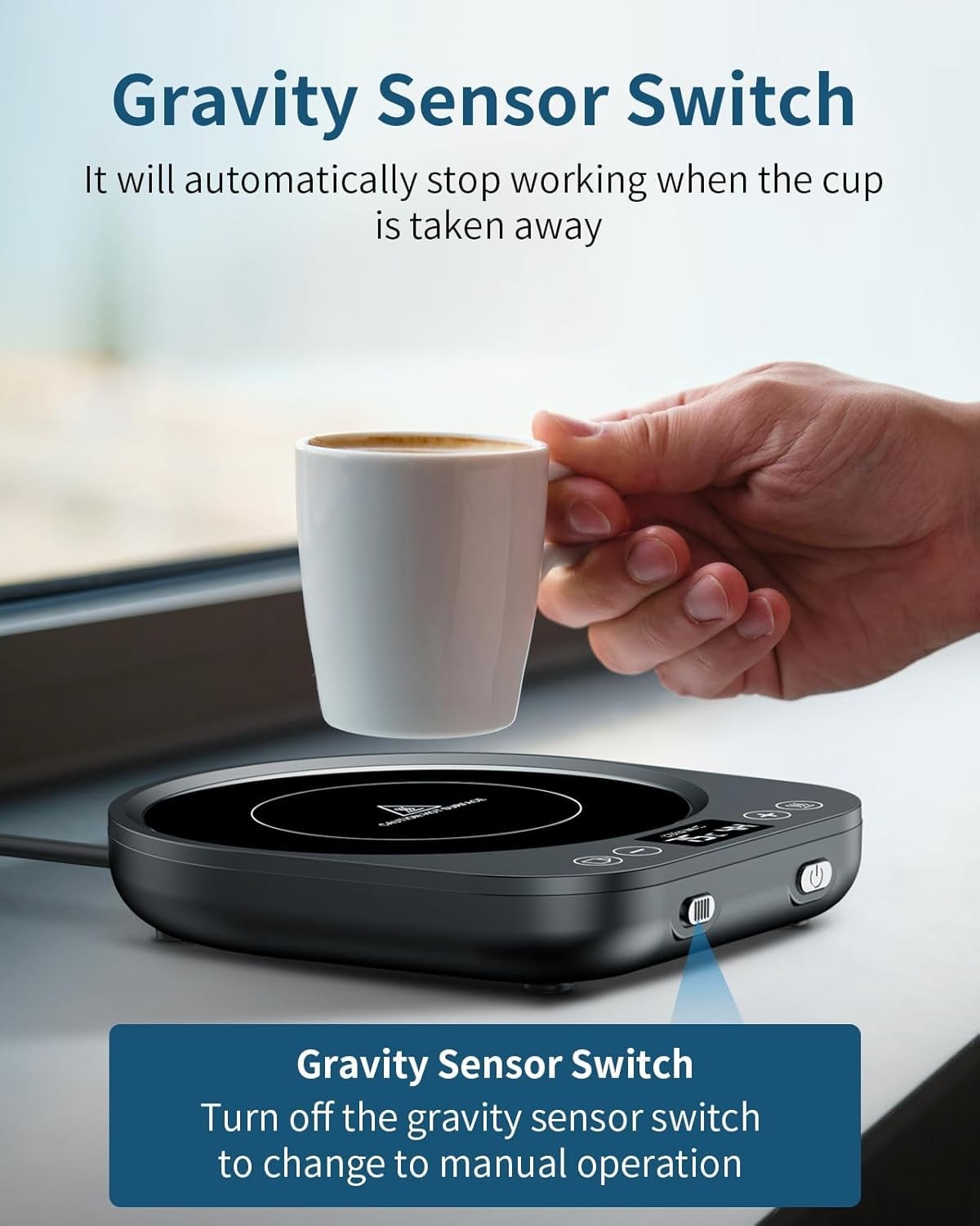 Smart Electric Mug Warmer – Adjustable Coffee & Tea Warmer, Black