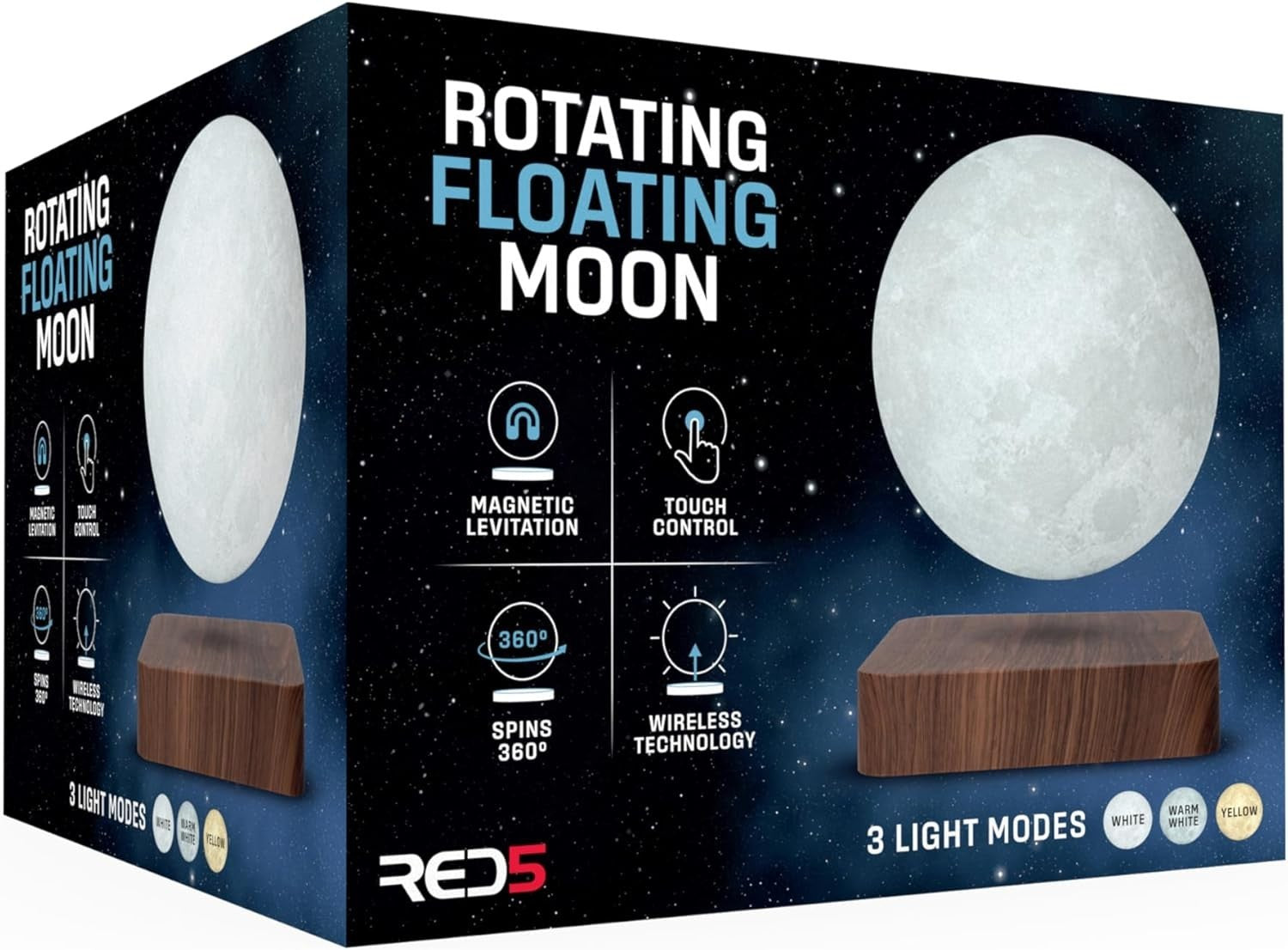 Rotating Floating Moon Lamp, Magnetic Levitation LED Touch Light 13cm