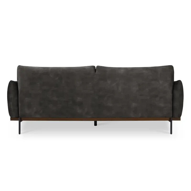 3 Seater Steel Grey Velvet Sofa Modern Deep Seat Distressed Fabric