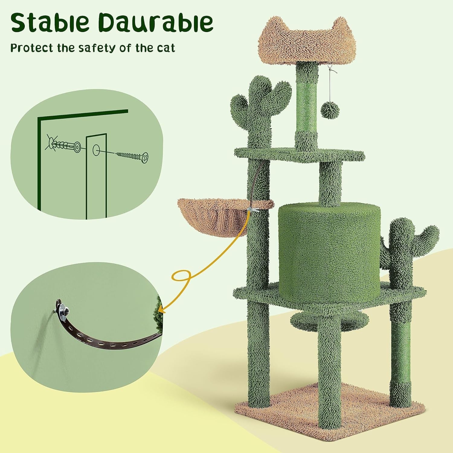 Cactus Cat Tree 135cm Multi Level Condo Scratching Posts Tower Indoor Cats