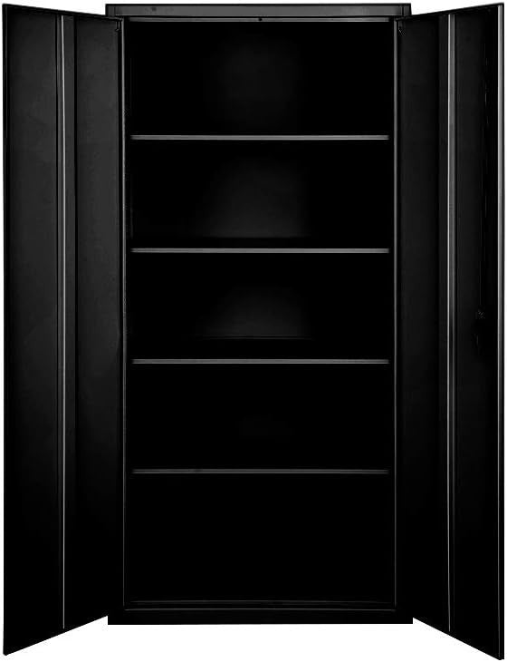 Tall Metal Locking Office Storage Cabinet 5 Tier Black Filing Cupboard 185cm