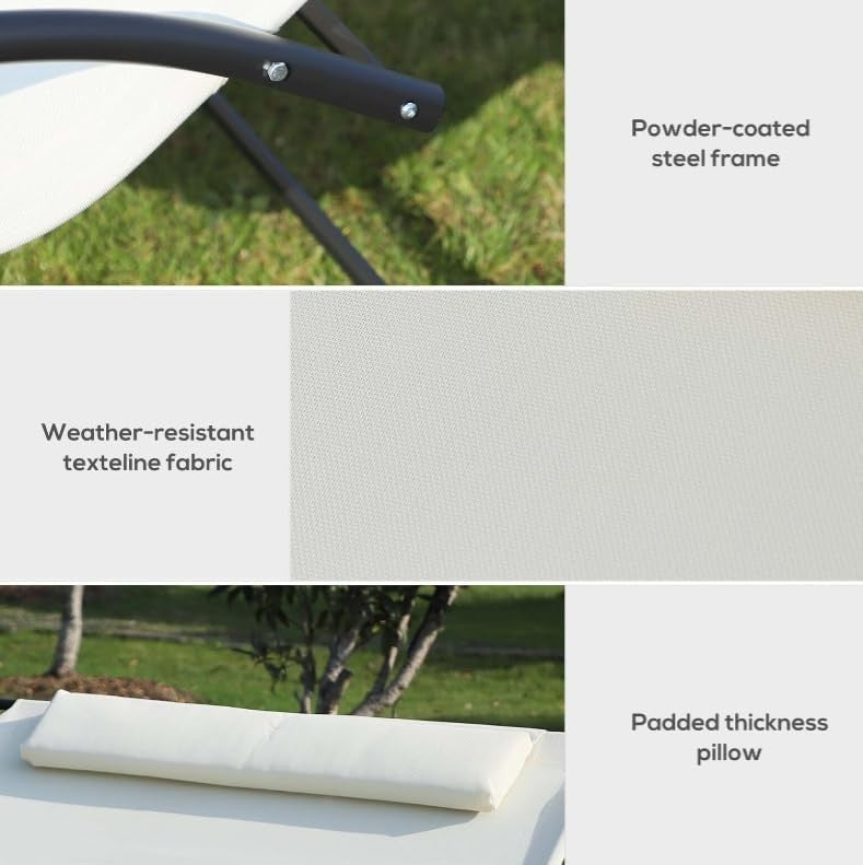 2 Seater Garden Sun Lounger Swing Hammock Bed – Outdoor Metal Daybed 200cm
