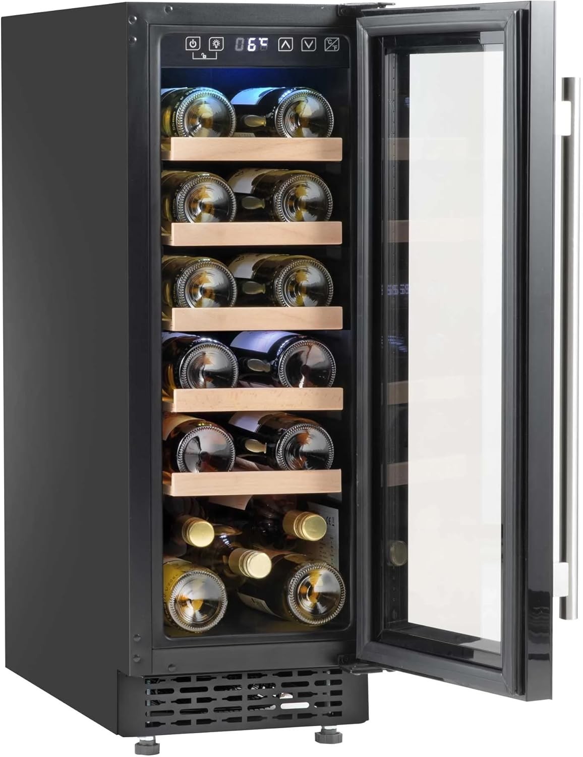 Slim Built In Wine Cooler 30cm Under Counter Fridge Touch Control 20 Bottle