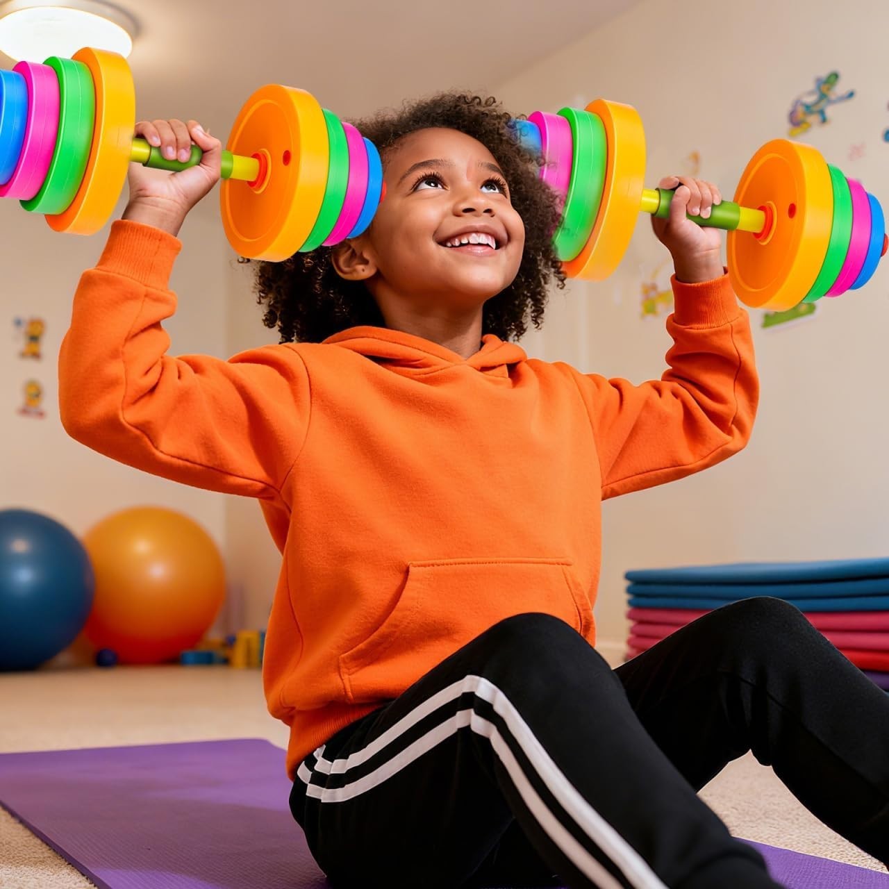 Kids Adjustable Dumbbell Barbell Set Water Filled Weights Age 3–8