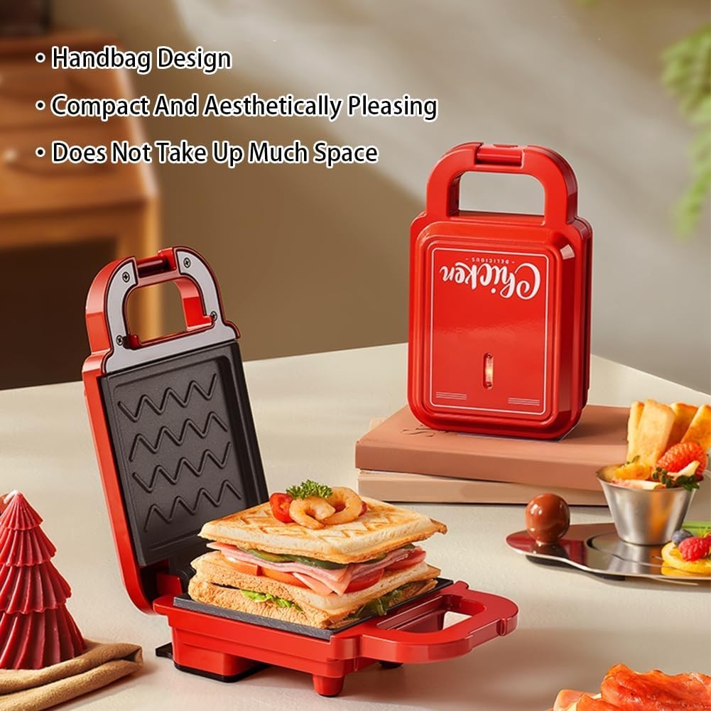 3-in-1 Electric Crepe Maker & Panini Press | Non-Stick, Compact Red