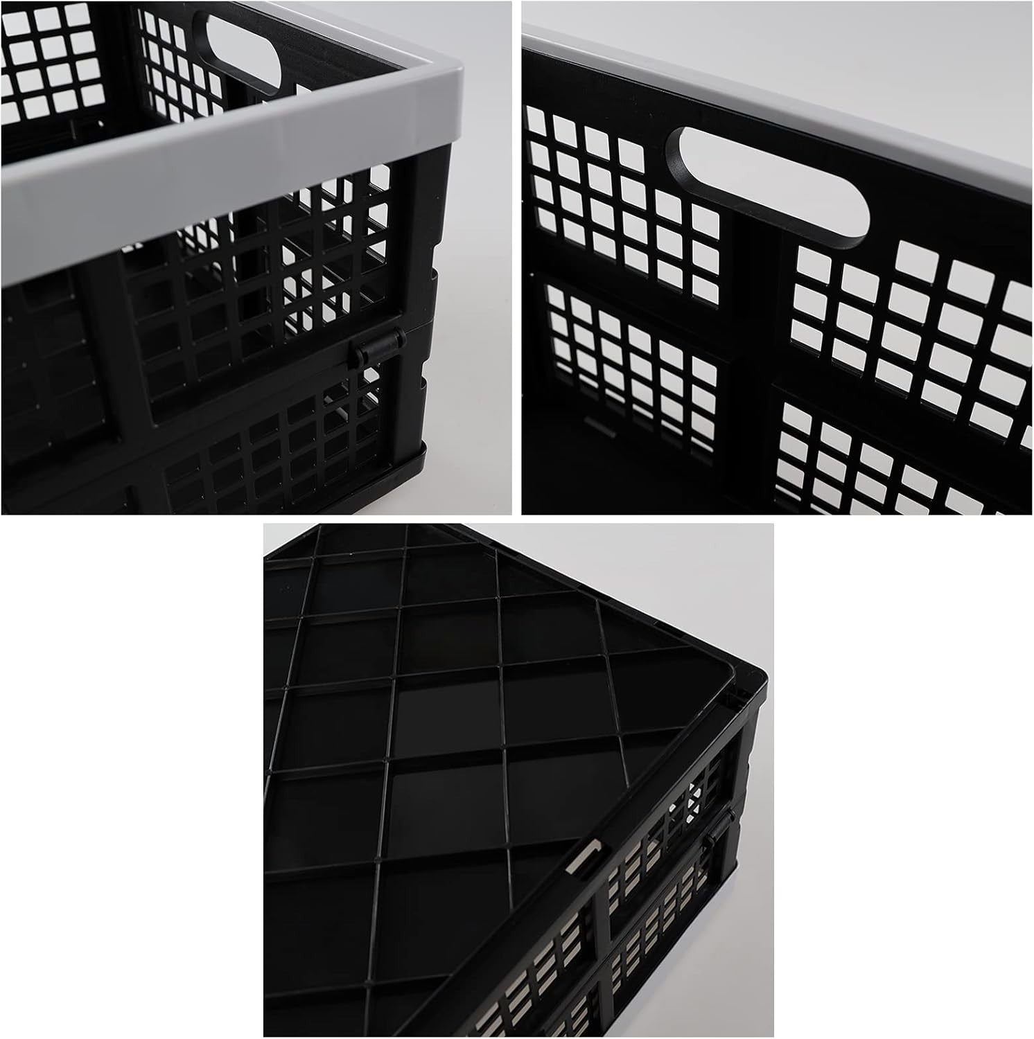 4 Pack 30L Foldable Storage Crates Collapsible Plastic Boxes
