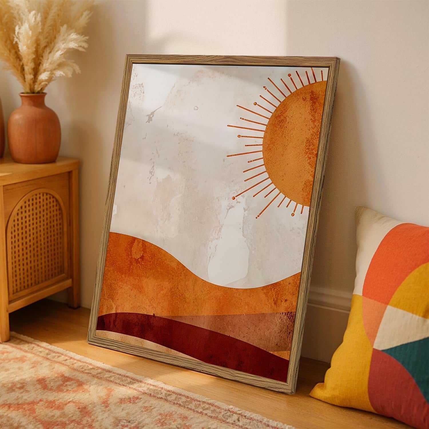 Boho Sun & Moon Canvas Wall Art 2 Panels 16x24" Modern Home Decor