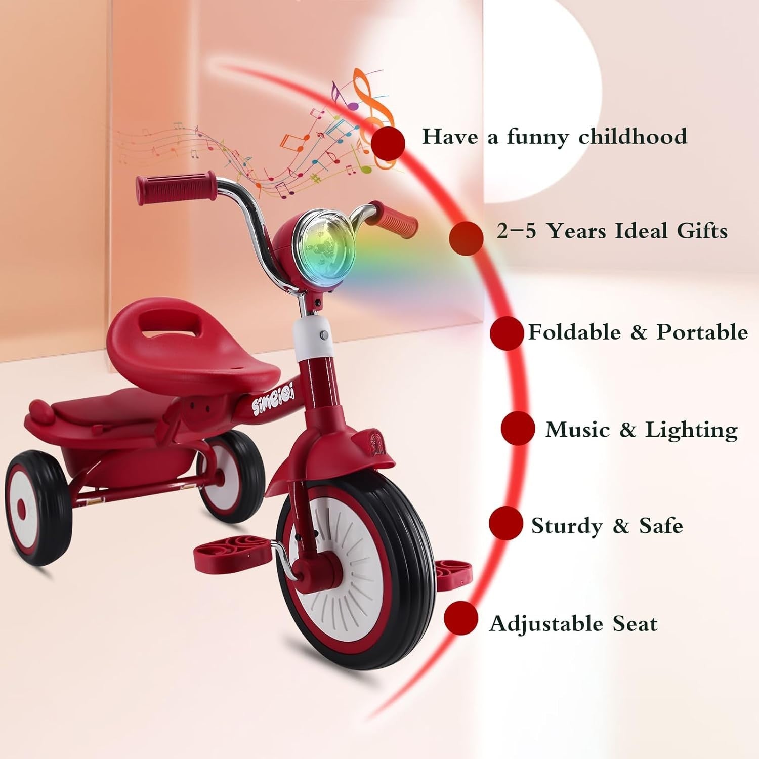 Foldable Toddler Tricycle 3 Wheel Kids Trike Storage Box Age 2-5