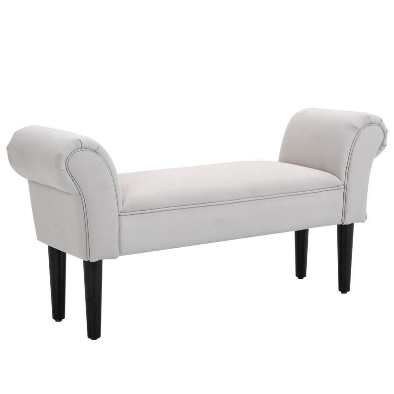 Grey Rolled Arm End of Bed Bench Seat Sofa Stool for Bedroom Lounge 130kg