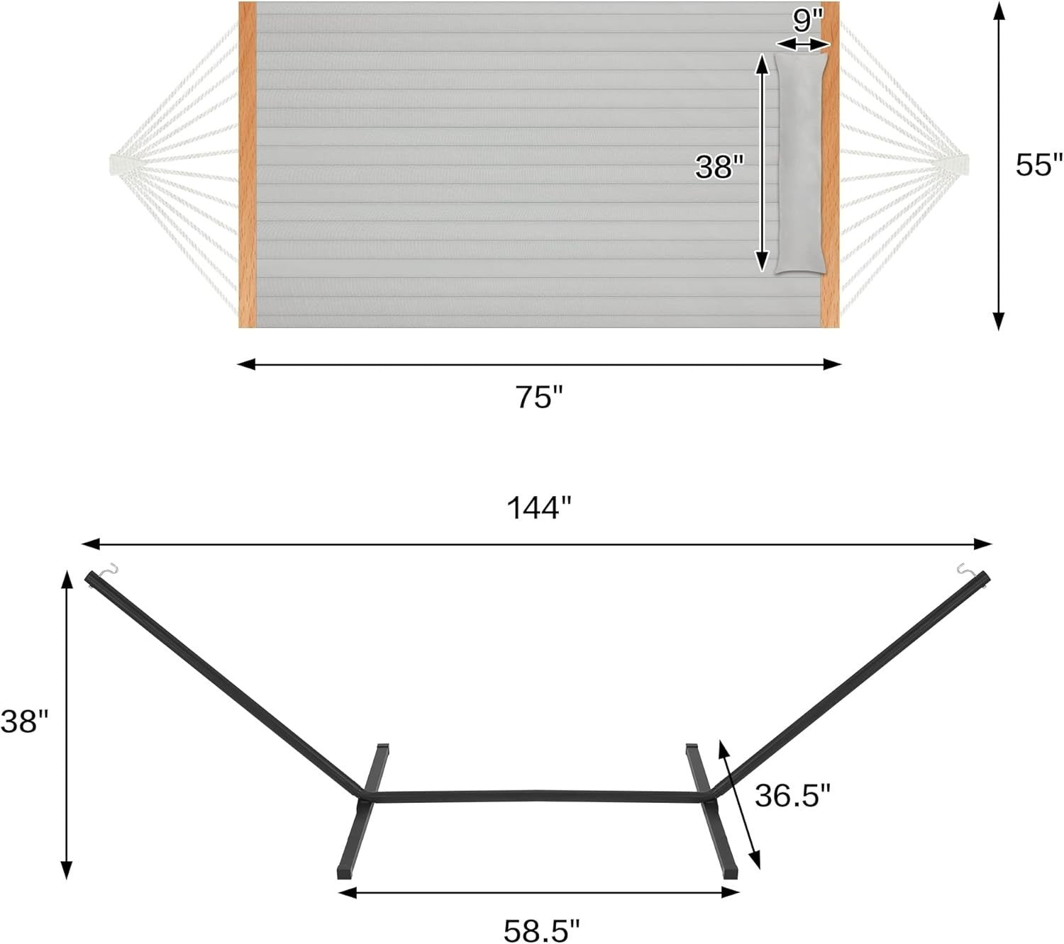 Two Person Hammock with Stand – Heavy Duty Outdoor Patio Bed, 480lbs Capacity