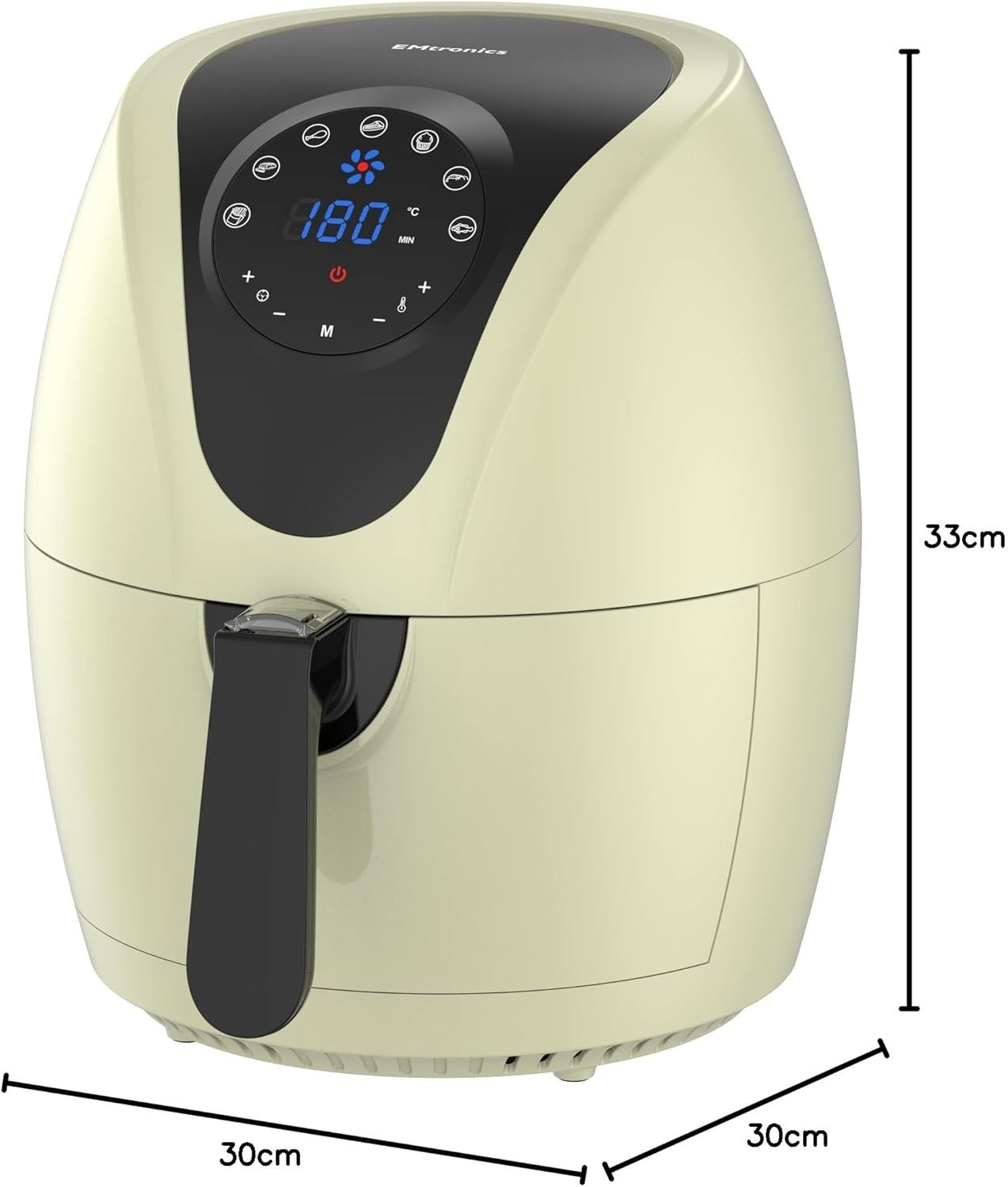 4.5L Digital Air Fryer | 1400W Oil-Free Cooking | 7 Presets |  Cream Finish