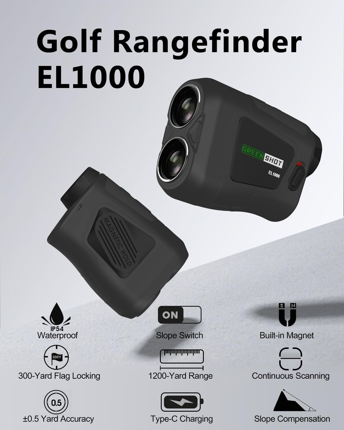 Golf Laser Rangefinder 1200 Yards Slope Flag 6X Rechargeable