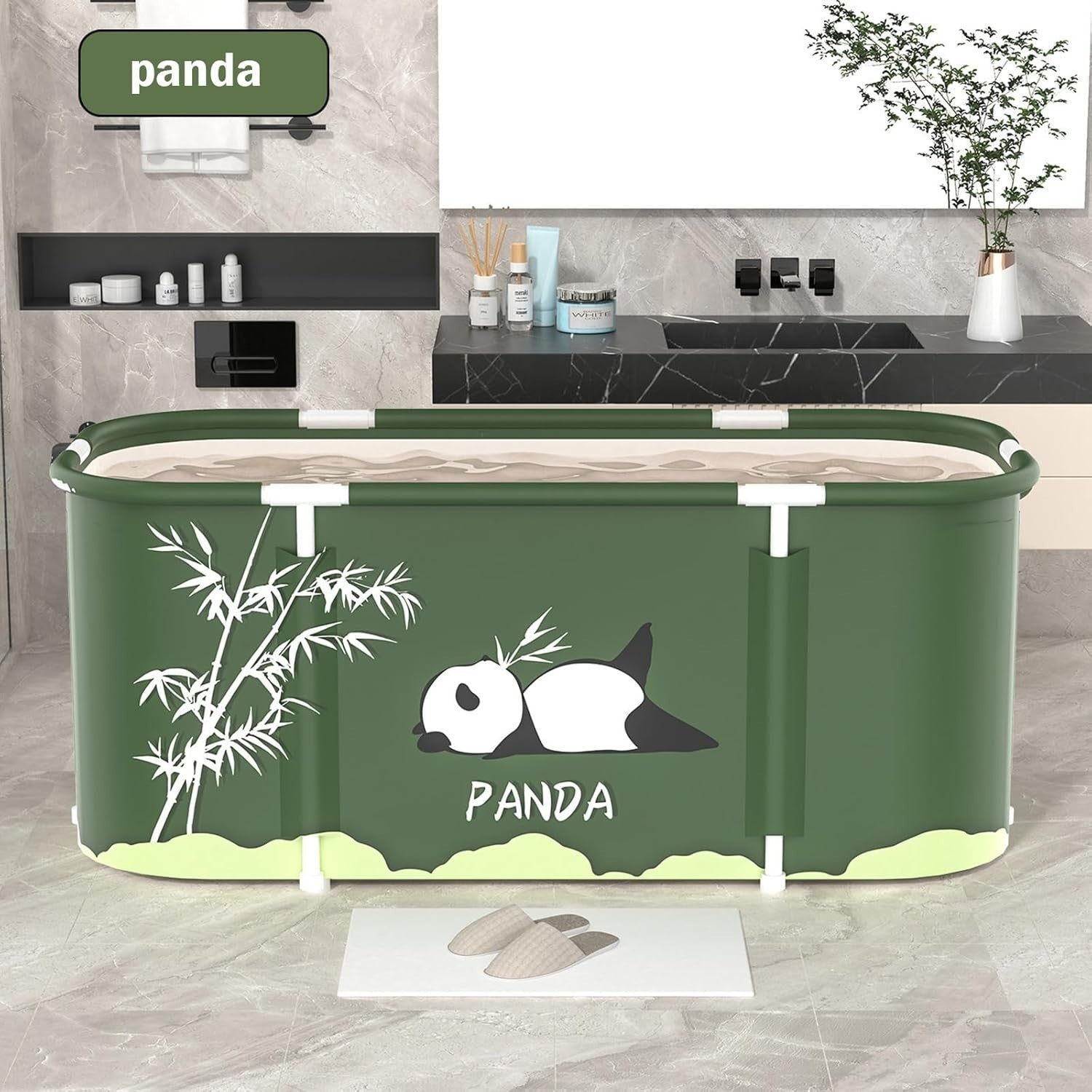 Portable Foldable Oval Bathtub for Adults 115x60x50cm Thick Layer Spa Tub