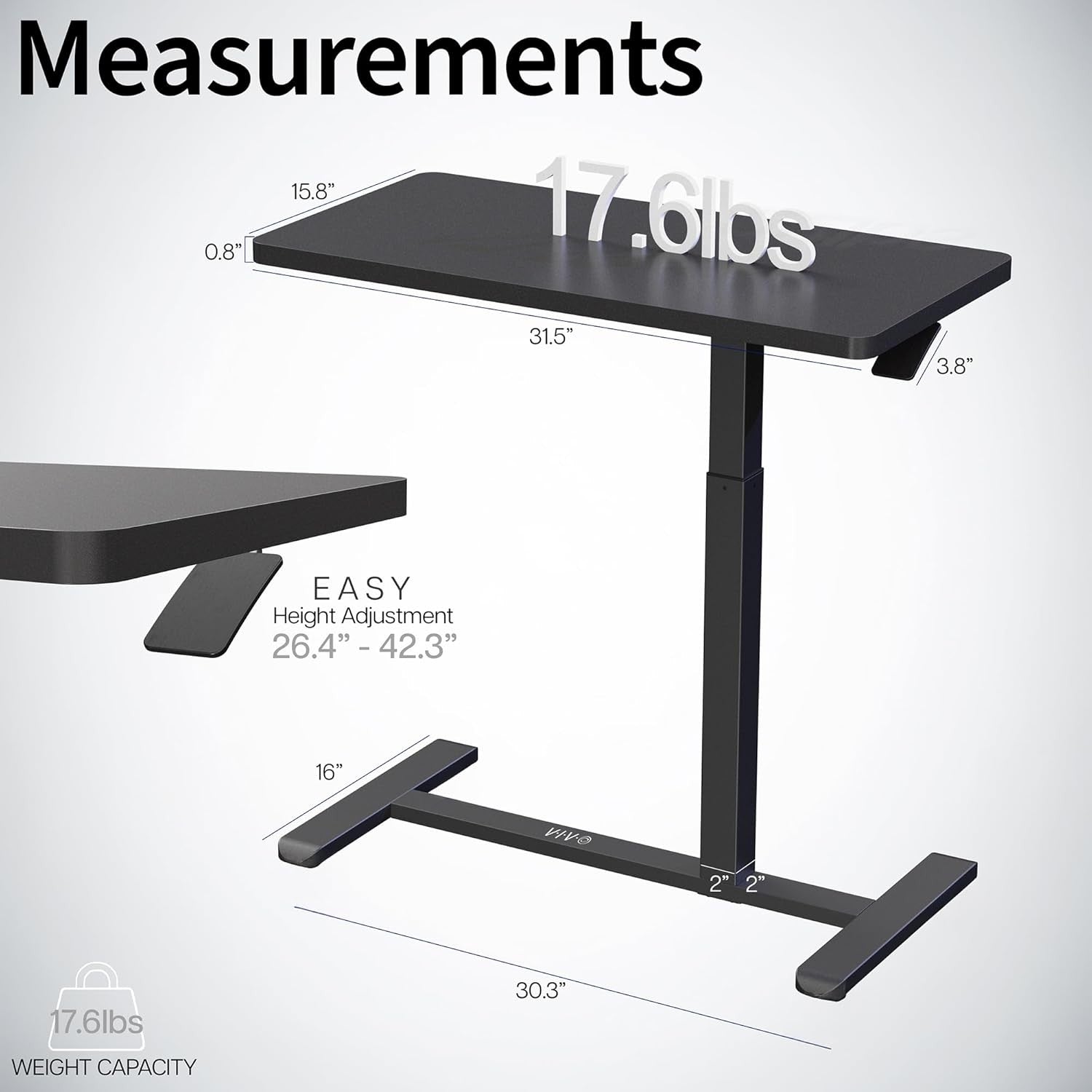 Over Couch Laptop Table Height Adjustable Bedside Desk Mobile Workstation