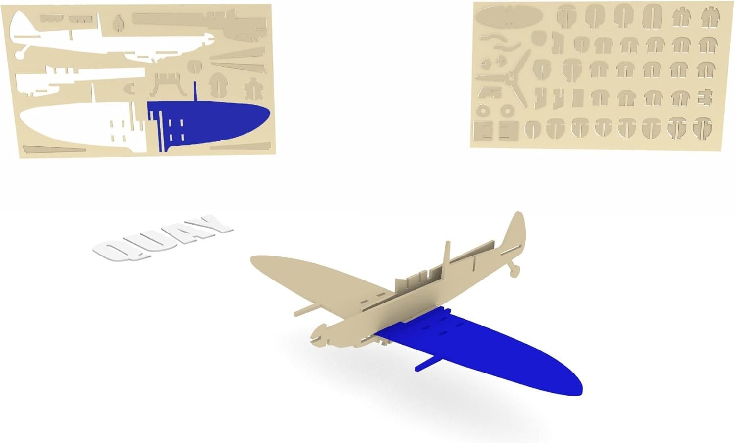 Wooden Spitfire Plane Model Kit | Easy Assembly, Paintable, FSC Certified