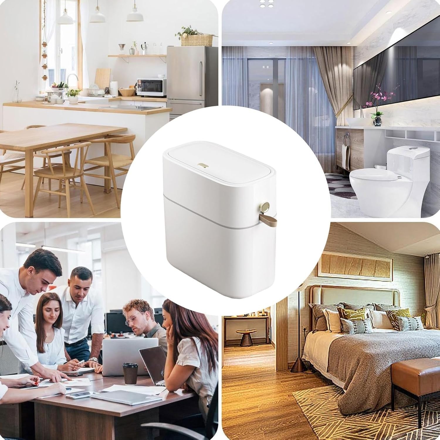 8L Touchless Smart Trash Can Narrow Bathroom Bin Auto Drawstring Lid