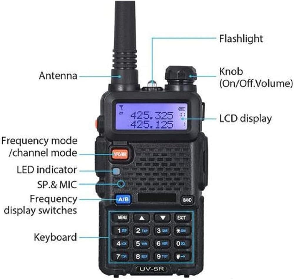 8W Dual Band Walkie Talkie 128CH VHF UHF FM Radio Emergency