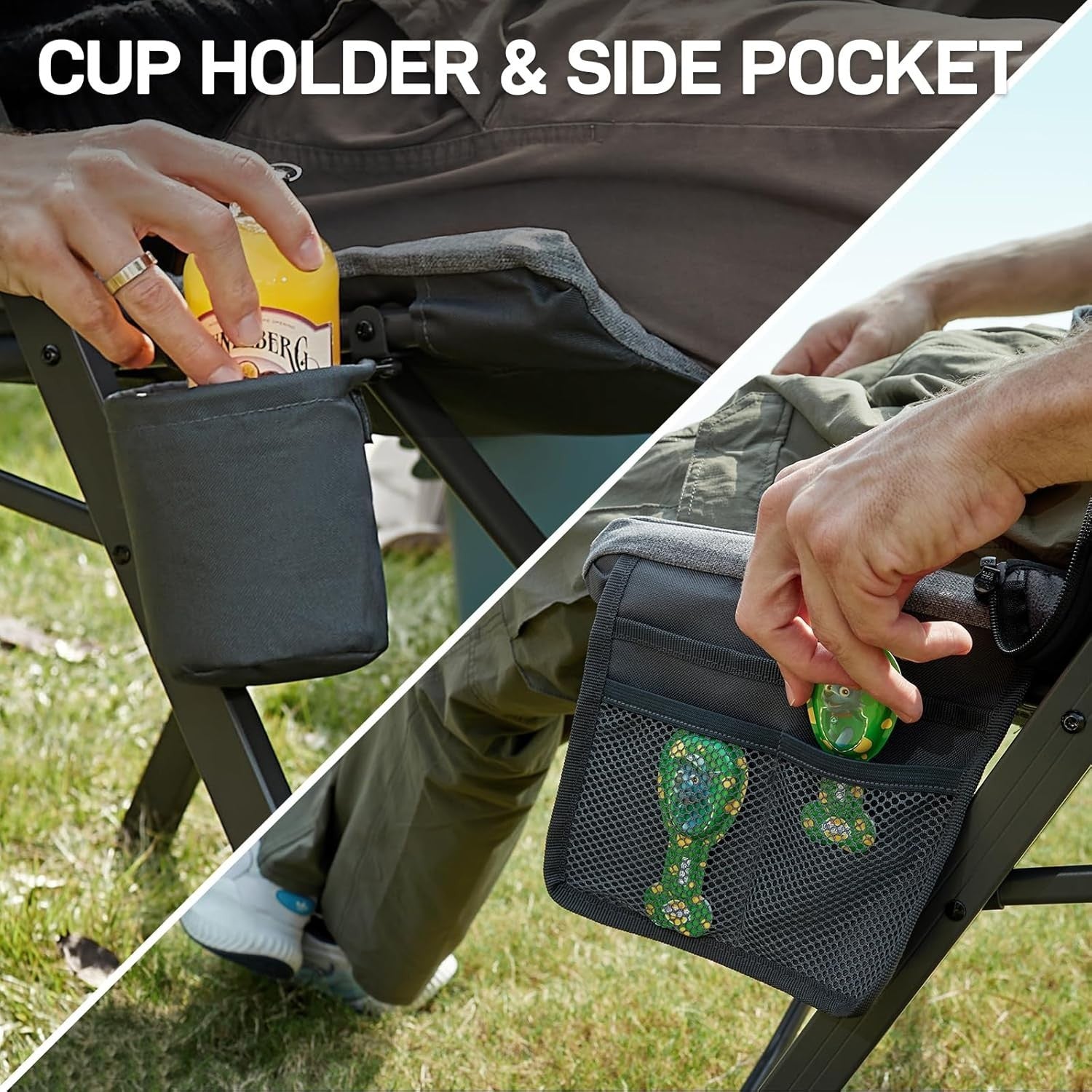 Heavy Duty Folding Camping Chair Padded High Back Cup Holder Recliner