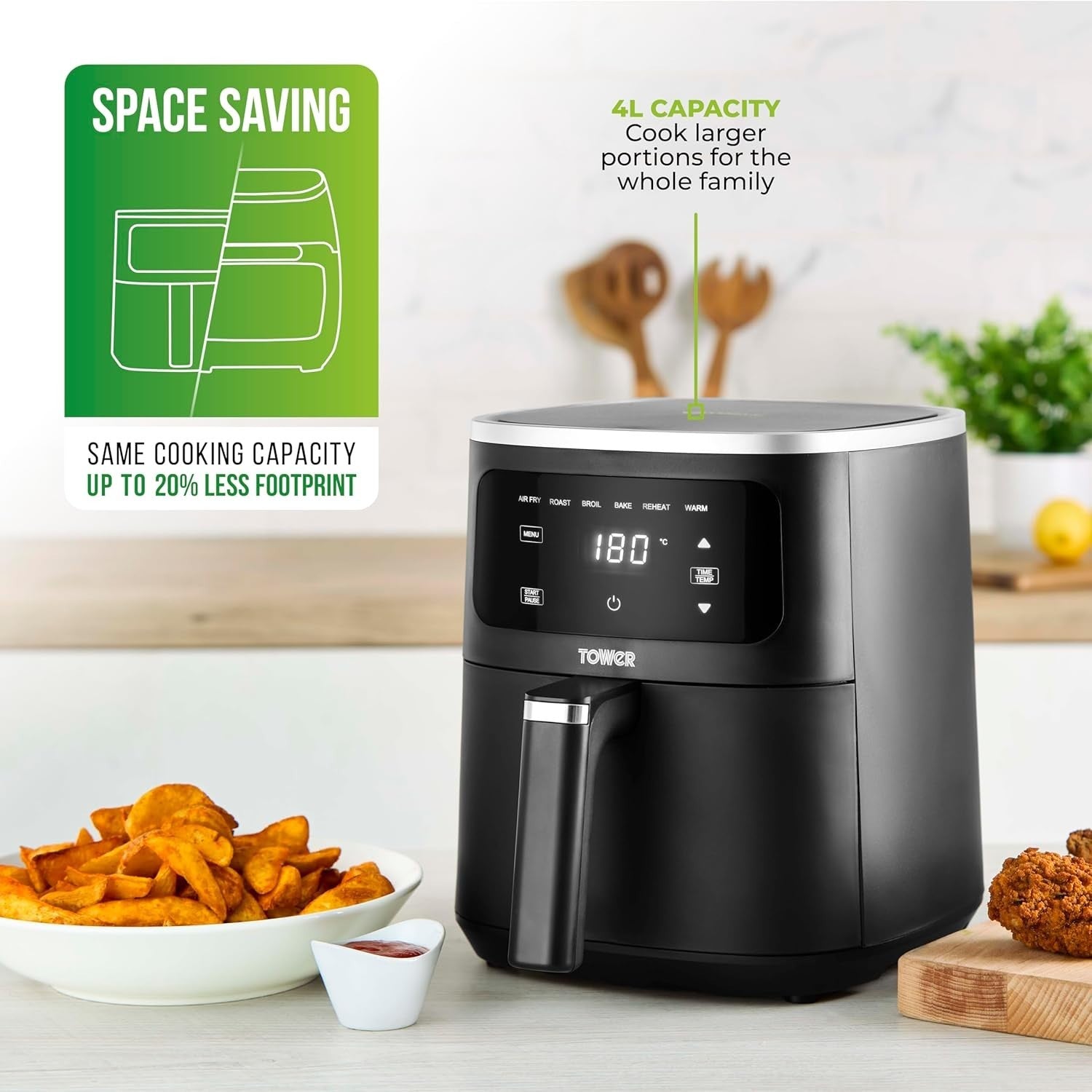 4L Digital Air Fryer 1300W | Rapid Heat Vortex Tech | Timer & Temp Control