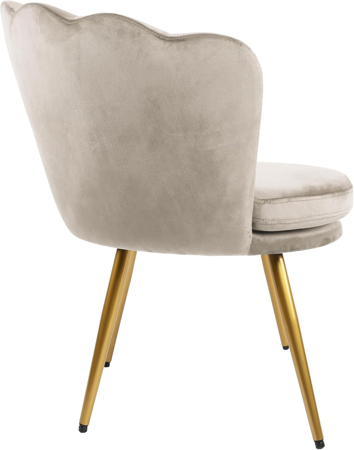 Elegant Taupe Velvet Accent Tub Chair Petal Back Armchair Metal Legs