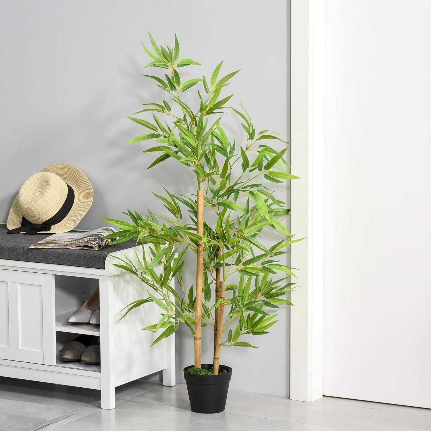 Set of 2 Artificial Bamboo Trees 120cm 4FT Faux Green Plants Home Garden Decor