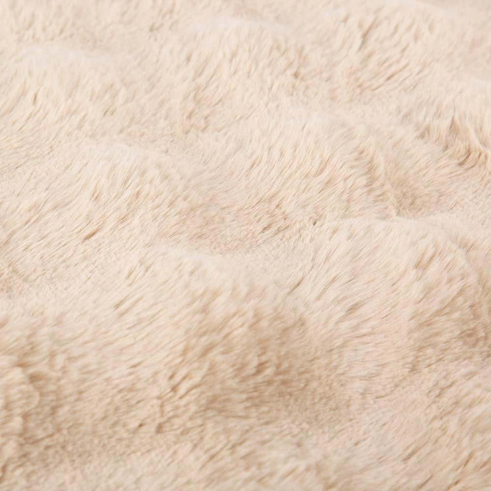 Luxury Round Cat Dog Bed 50cm Faux Fur Cushion Non Slip Washable