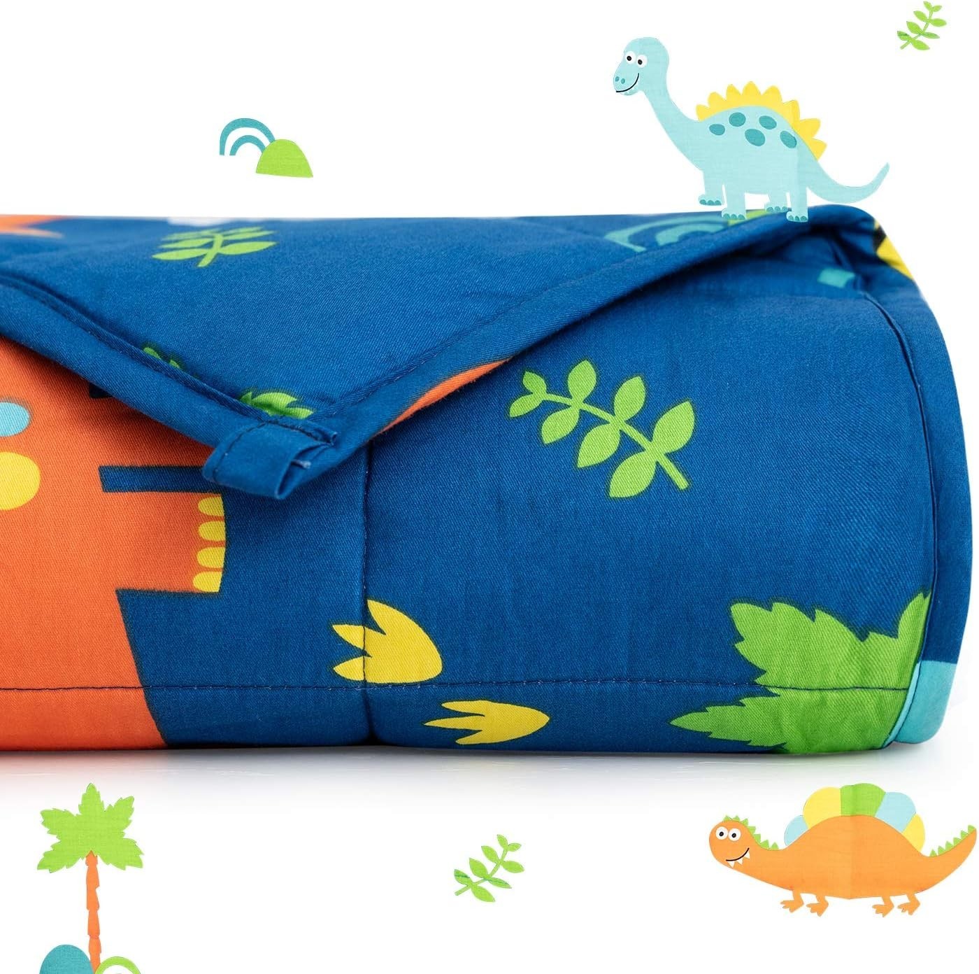 1.4kg Weighted Blanket Blue Dinosaur 90x120cm 100% Cotton for Calming Sleep