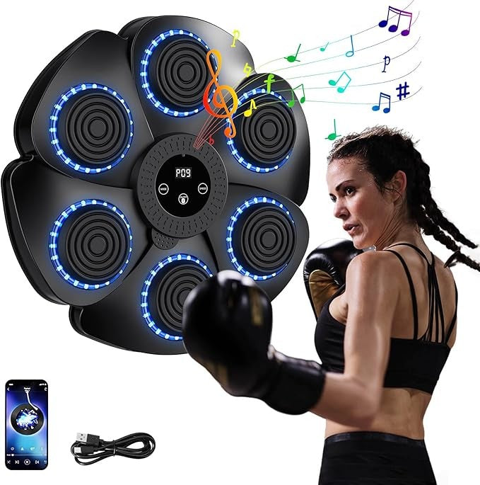 LED Music Boxing Machine 9 Speed Wall Punch Pad Bluetooth Reaction Trainer