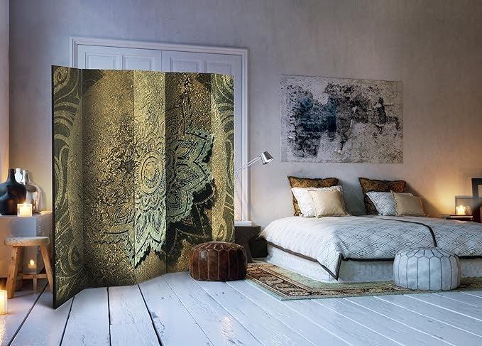 Luxury Mandala 5-Panel Room Divider 225×172cm | Double-Sided Privacy Screen