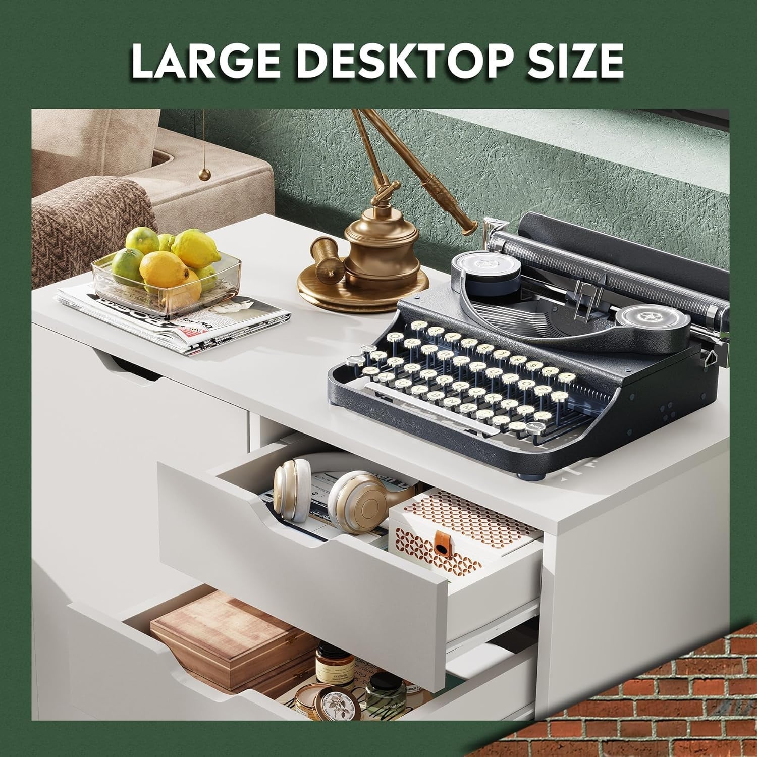 White 5 Drawer Mobile File Cabinet 78x40x65cm Printer Stand