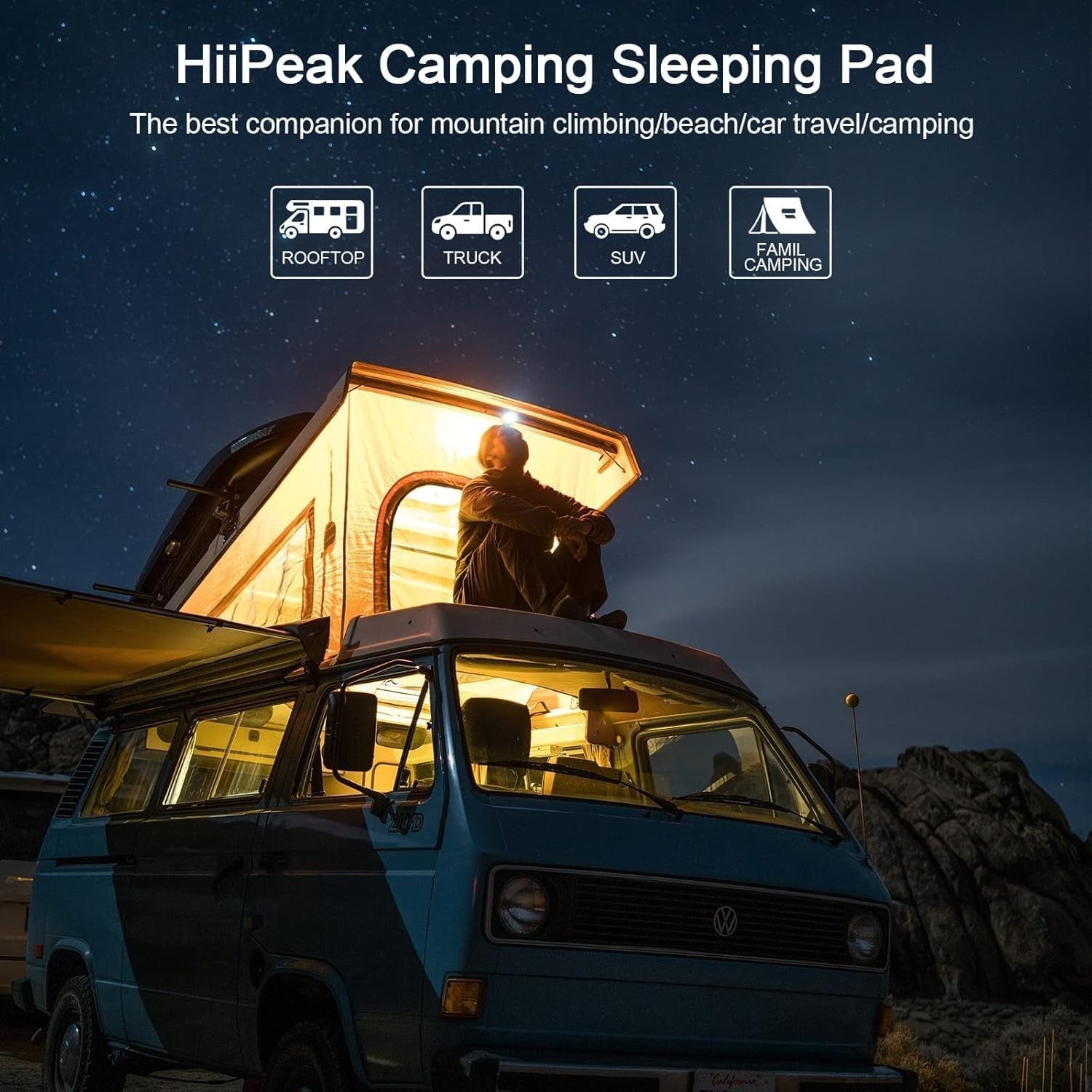 Double Inflatable Camping Mattress 203x68x10cm Ultralight with Pillow