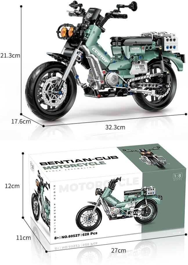 Realistic 1:8 Scale Off-Road Dirt Bike Model Kit with Display Stand, 506 PCS