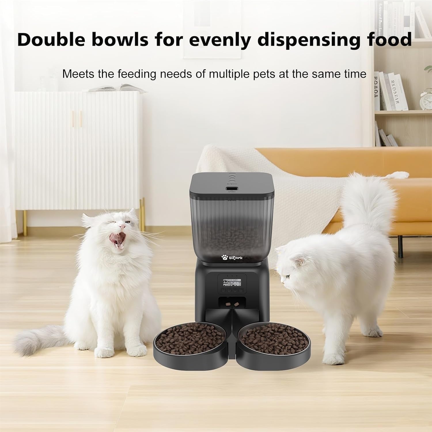 5L Automatic Cat Feeder Timed Food Dispenser 1-6 Meals Dual Power Dry Food