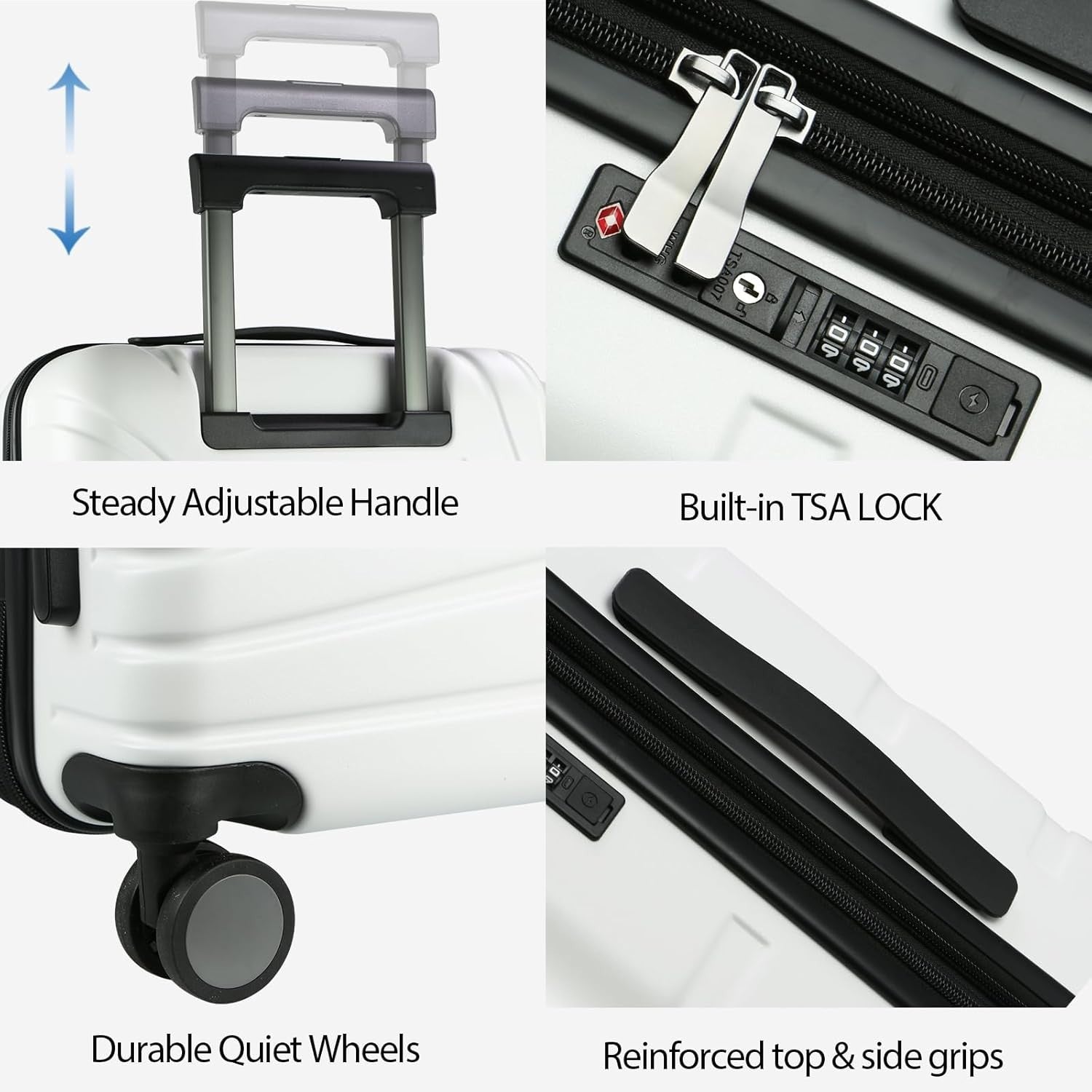 20 Inch Cabin Suitcase PC Hard Shell Expandable Spinner TSA Lock USB