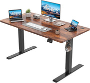Electric Standing Desk 140x60cm Adjustable Sit Stand Table with Memory – Brown