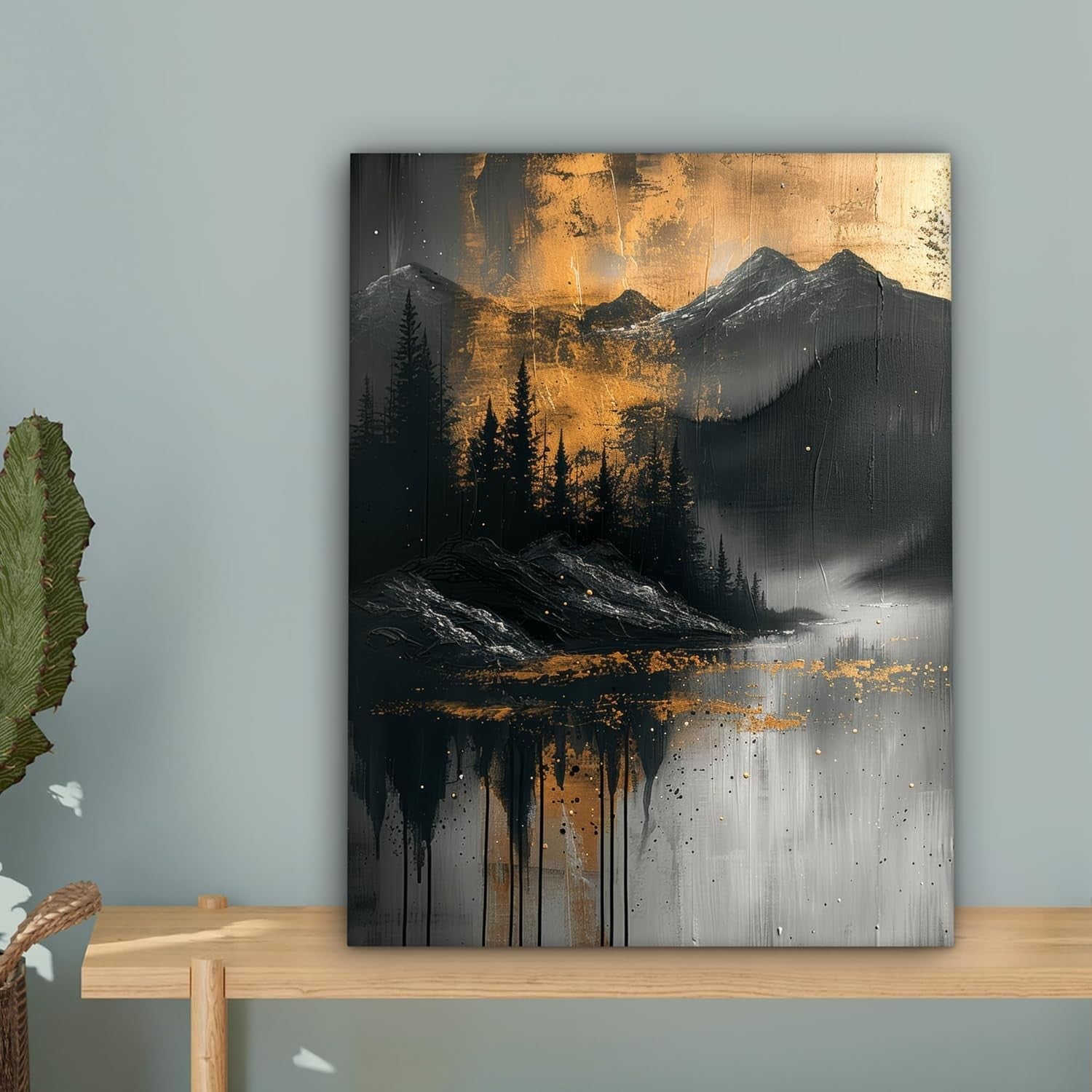 Gold Black Forest Canvas Wall Art 30x40cm Modern Nature Print