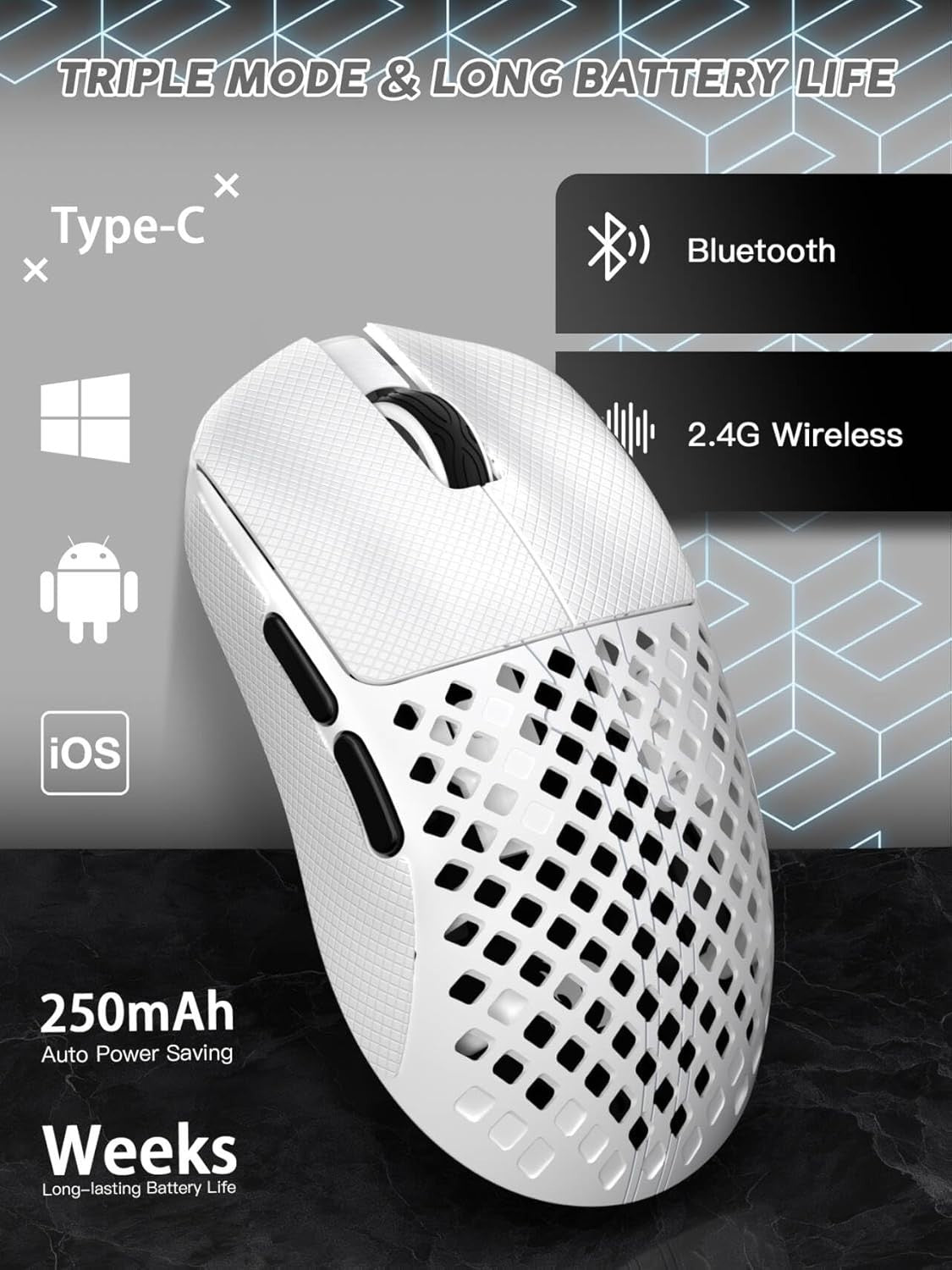 41g Ultra-Light Wireless Gaming Mouse 40K DPI Tri-Mode RGB